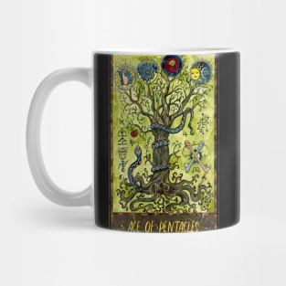 Ace Of Pentacles. Magic Gate Tarot Card Design. Mug